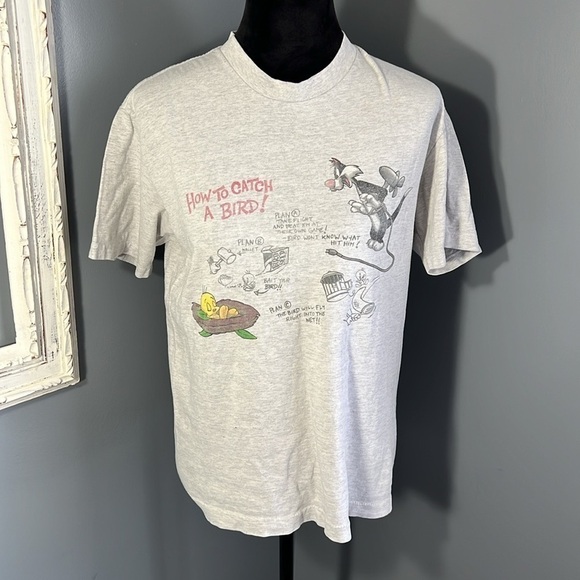 Warner Bros Silvester and Tweety HOW to catch a Bird 1995 Men’s M Single Stitch - Picture 13 of 13